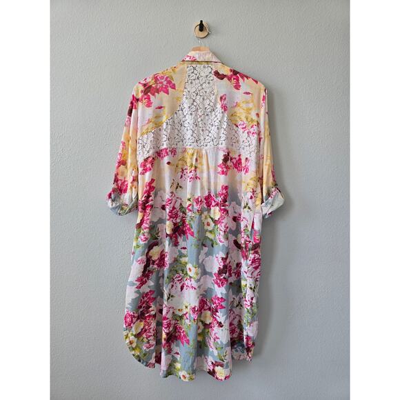 Aratta Silent Journey Floral Embroidered Tunic Shirt Dress Size L Boho Chic - Picture 7 of 12